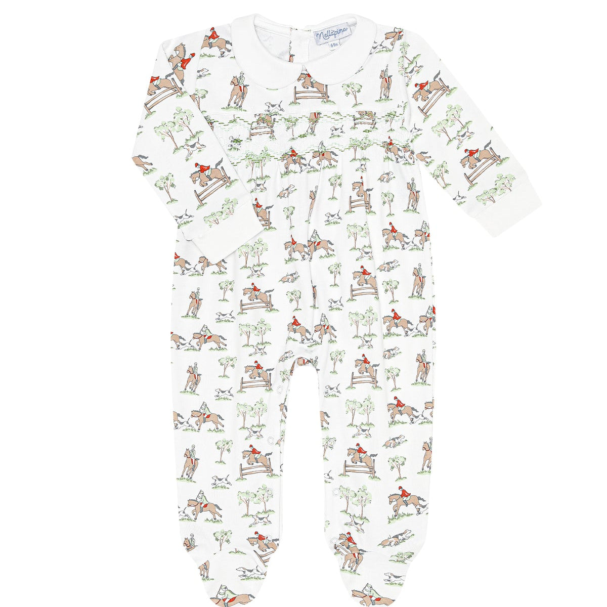Equestrian Chase Smocked Footie