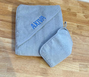 Solid Scalloped Hooded Towel and Washcloth Set