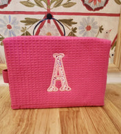 Cotton Waffle Cosmetic Bag, Large