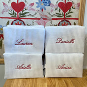 Cotton Waffle Cosmetic Bag, Large