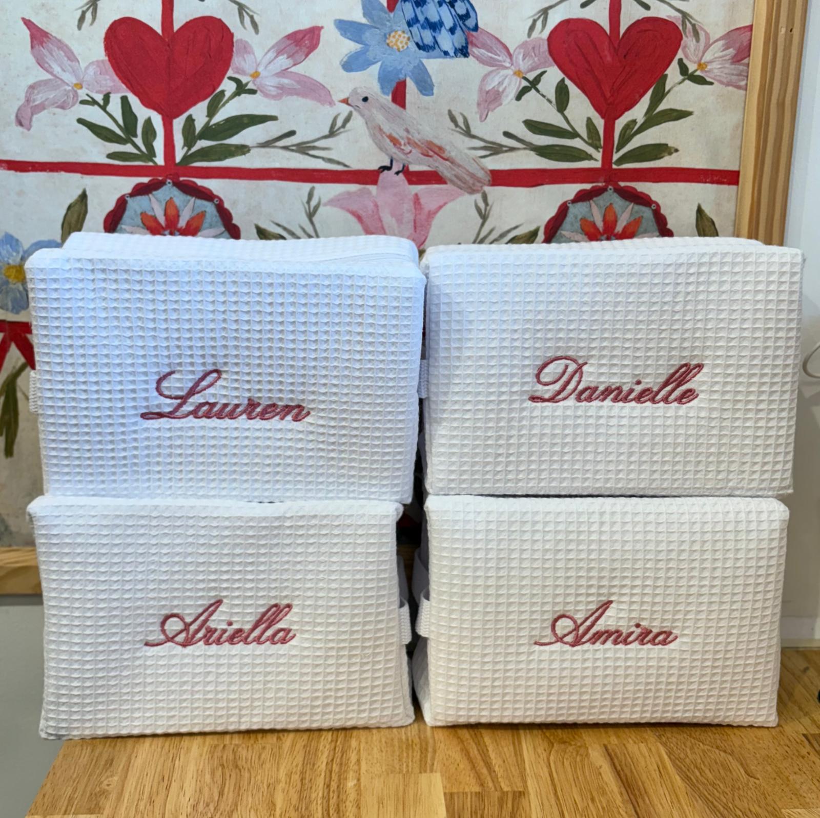 Cotton Waffle Cosmetic Bag, Large