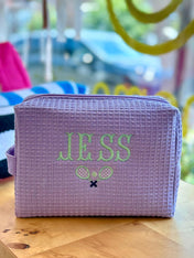 Cotton Waffle Cosmetic Bag, Large