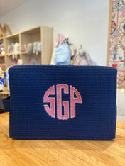 Cotton Waffle Cosmetic Bag, Large