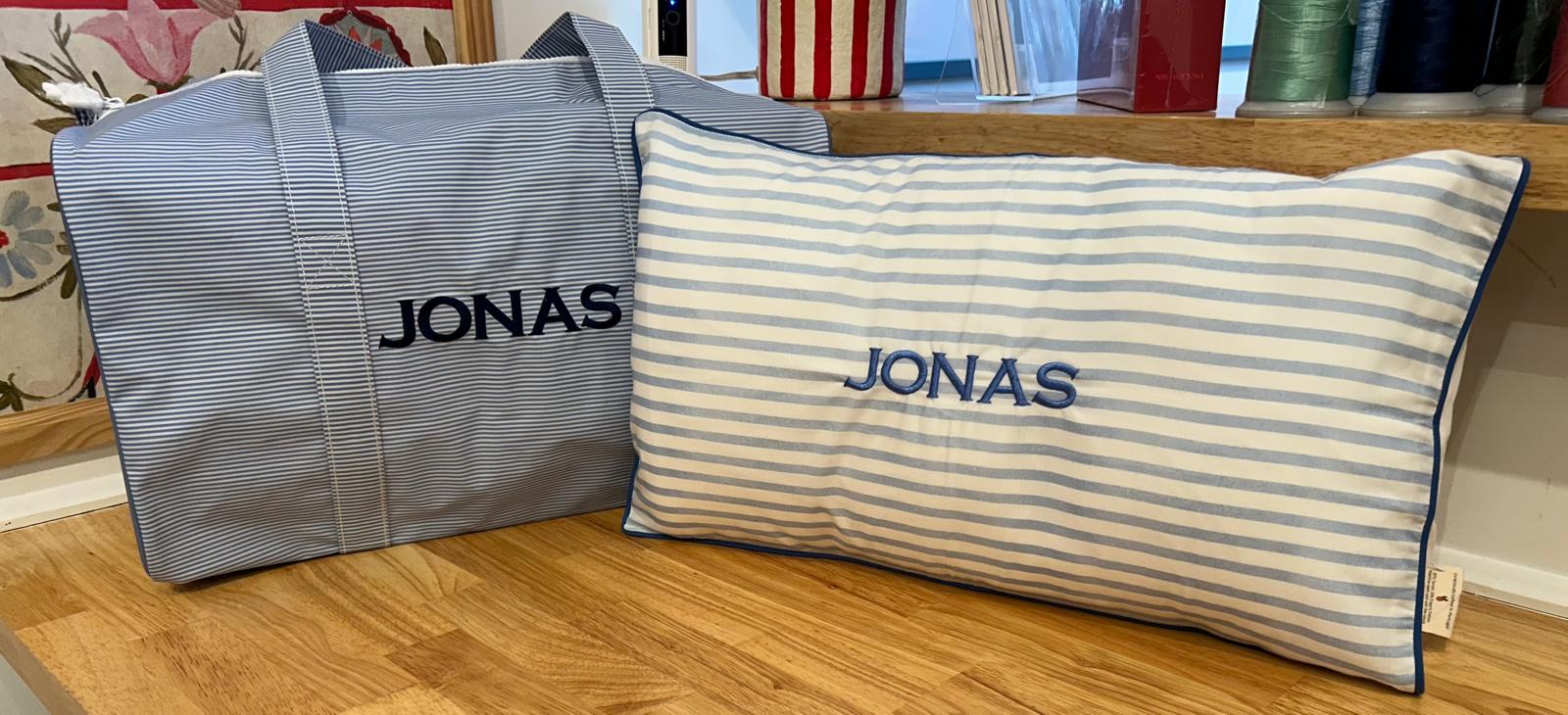 Blue & White Striped Toddler Pillow Case