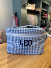 Baby Blue Gingham Mini Train Case | Mint