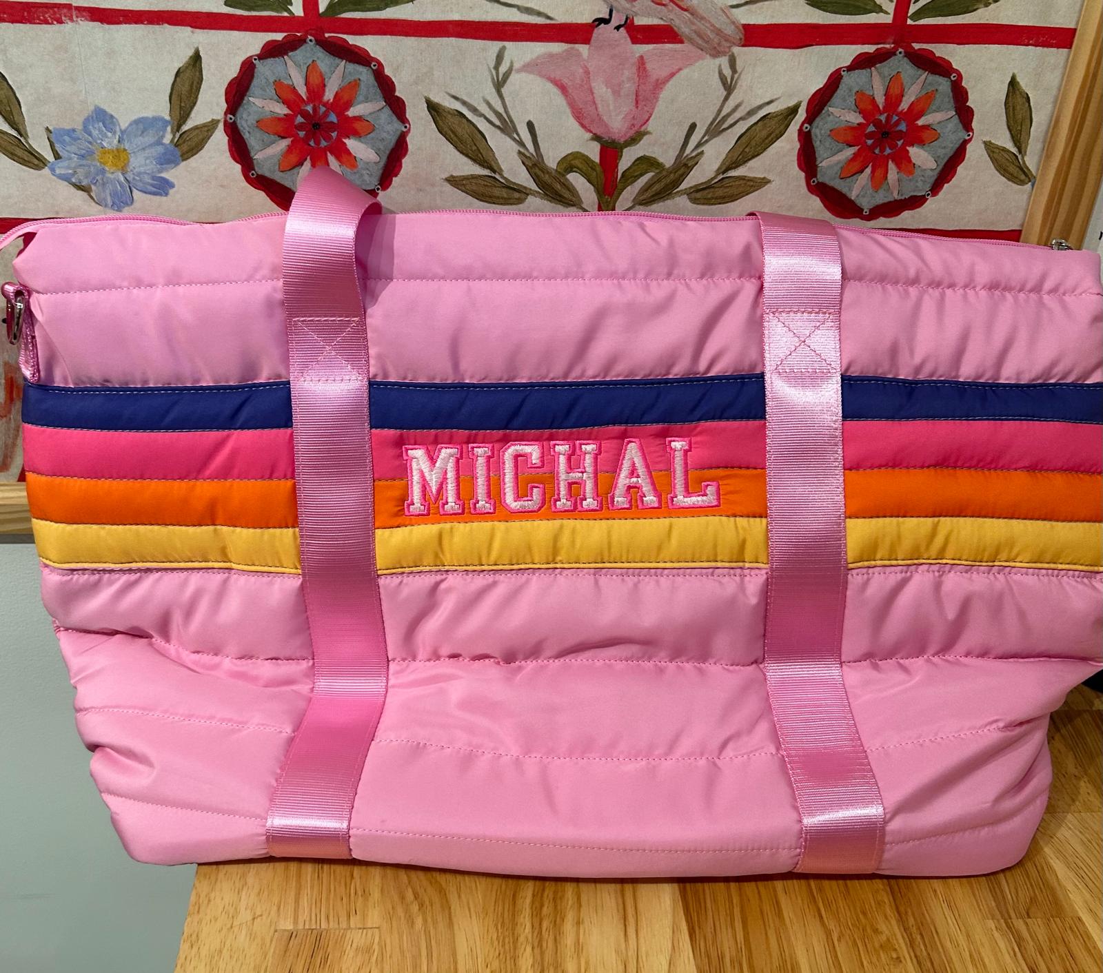Retro Stripe Puffer Tote Bag