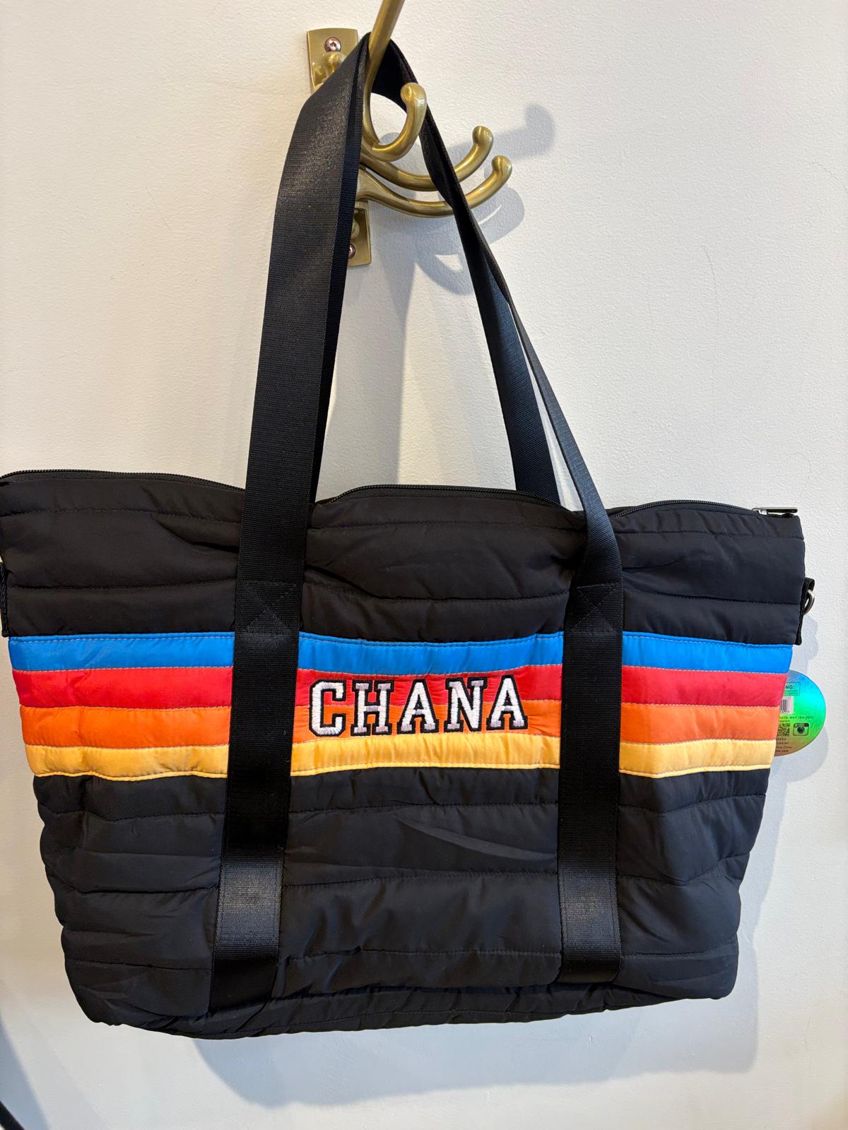 Retro Stripe Puffer Tote Bag