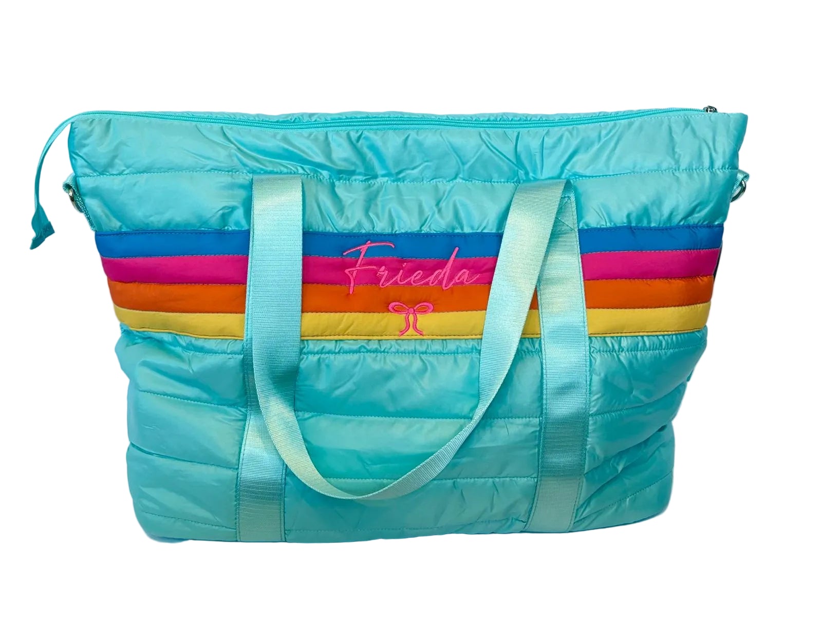Retro Stripe Puffer Tote Bag