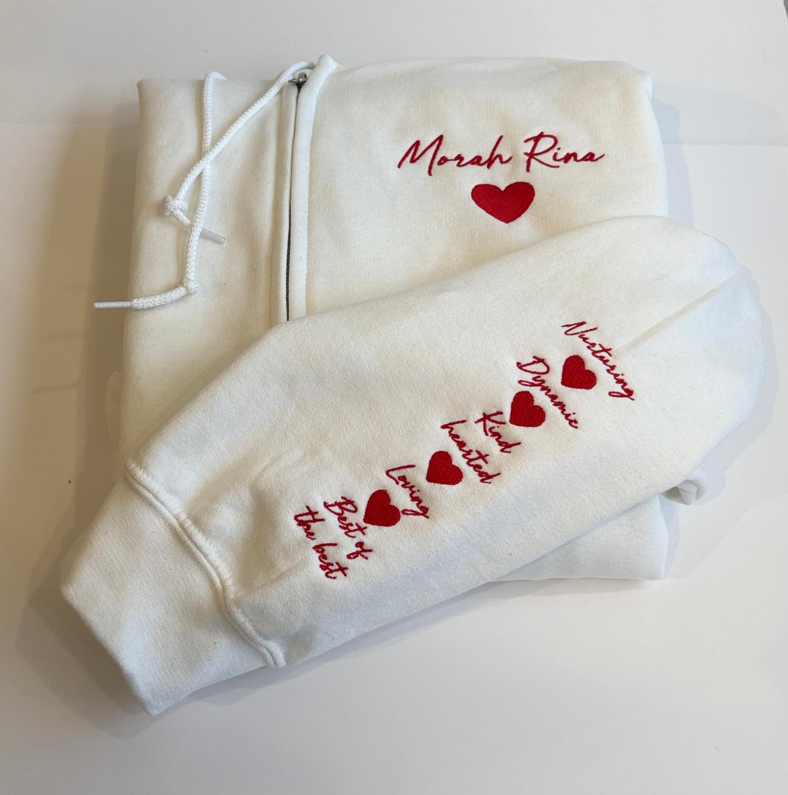 Zip Up Sweatshirt + Embroidery