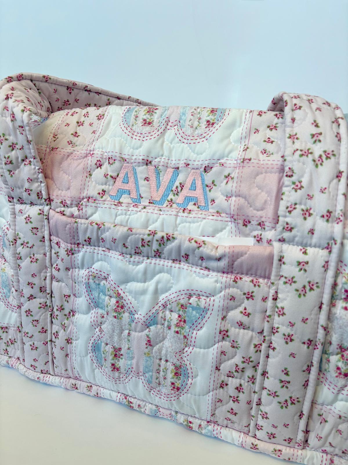 Butterfly Pastel Quilted Weekender Duffle Bag