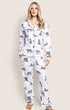 Model wearing Women's Pima Pajama Set Panthère de Paris.