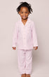 Model wearing Kid's Twill Pajama Set - Pink Gingham.