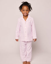 Model wearing Kid's Twill Pajama Set - Pink Gingham.