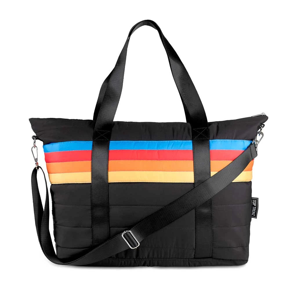 Retro Stripe Puffer Tote Bag