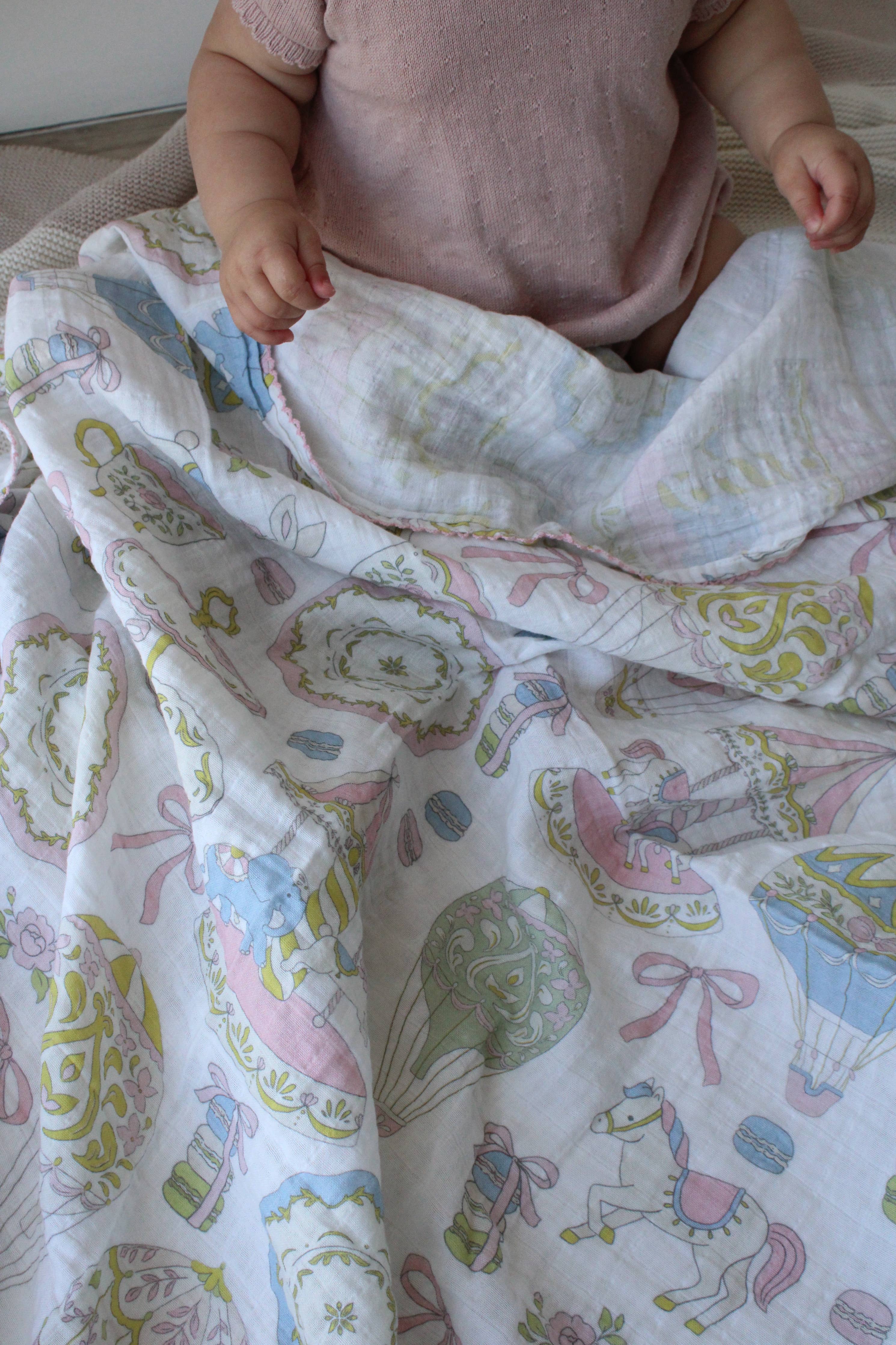 Dreamy Carousel Muslin Blanket