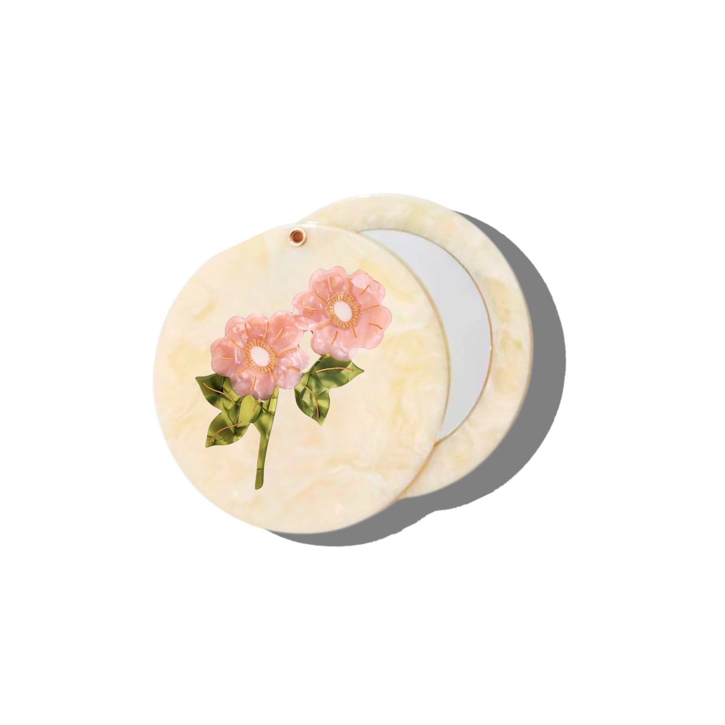 Hand-painted Wild Roses Compact Mirror