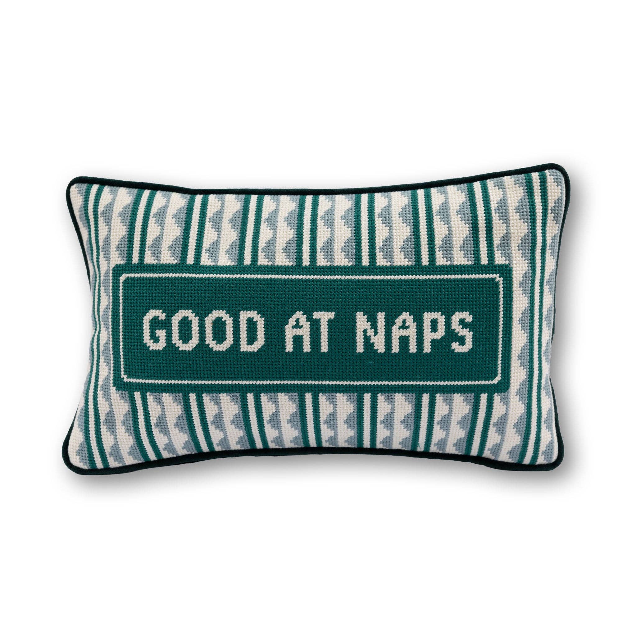 Good at Naps Needlepoint Pillow