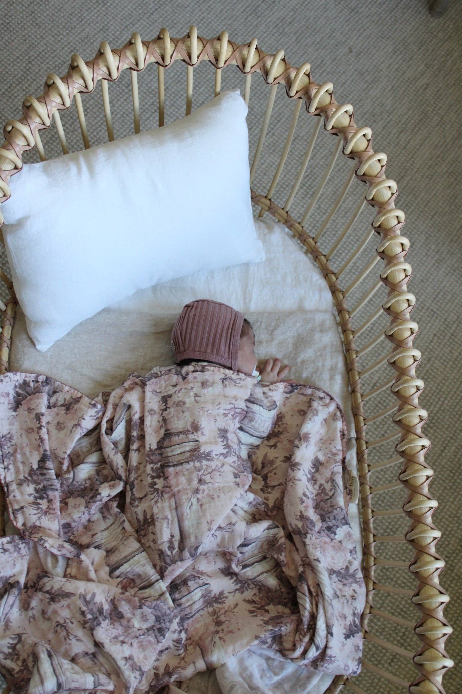 Vintage Pink Floral Muslin Blanket