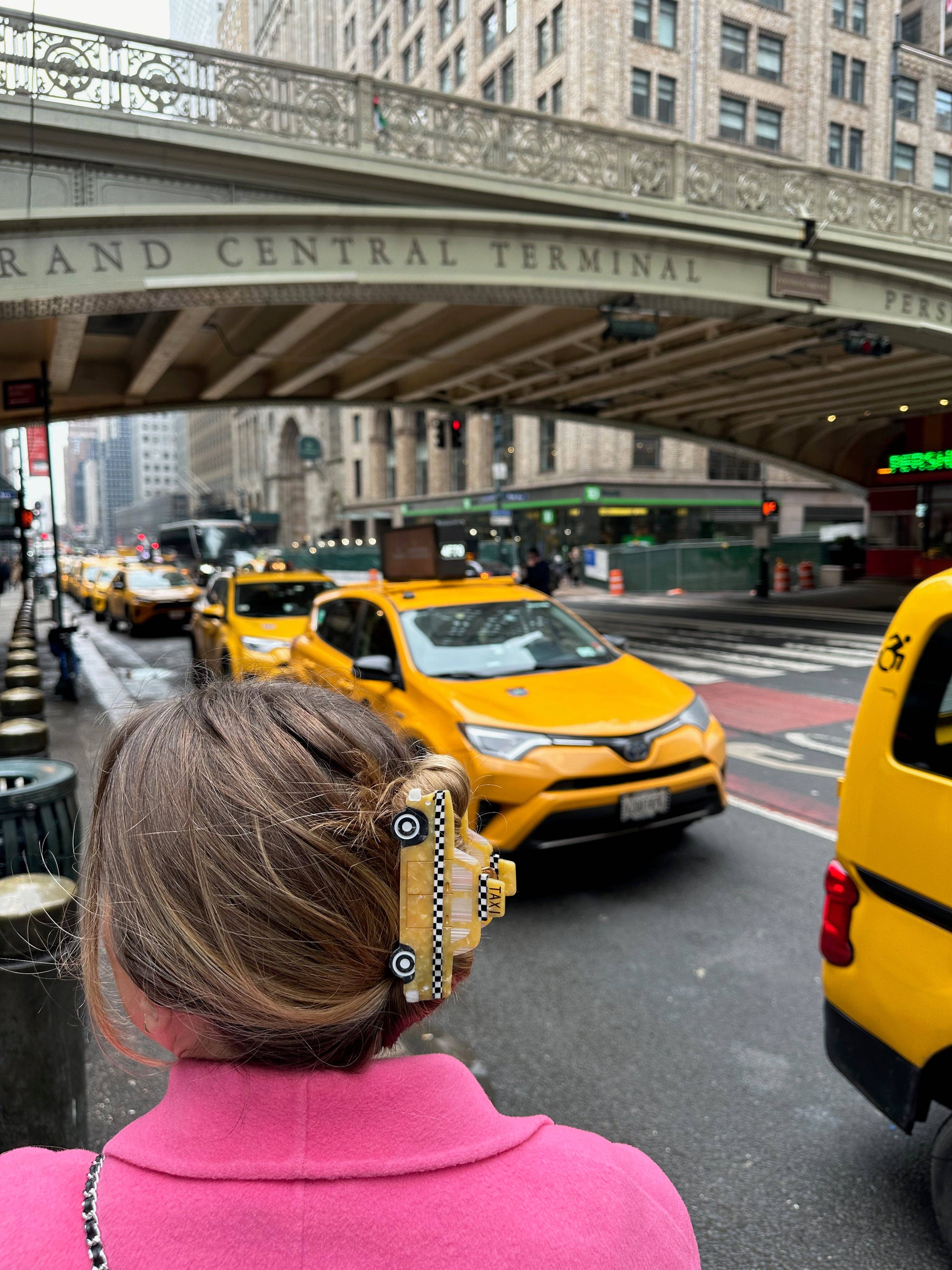 Hand-painted Yellow Taxi Cab Claw Hair Clip