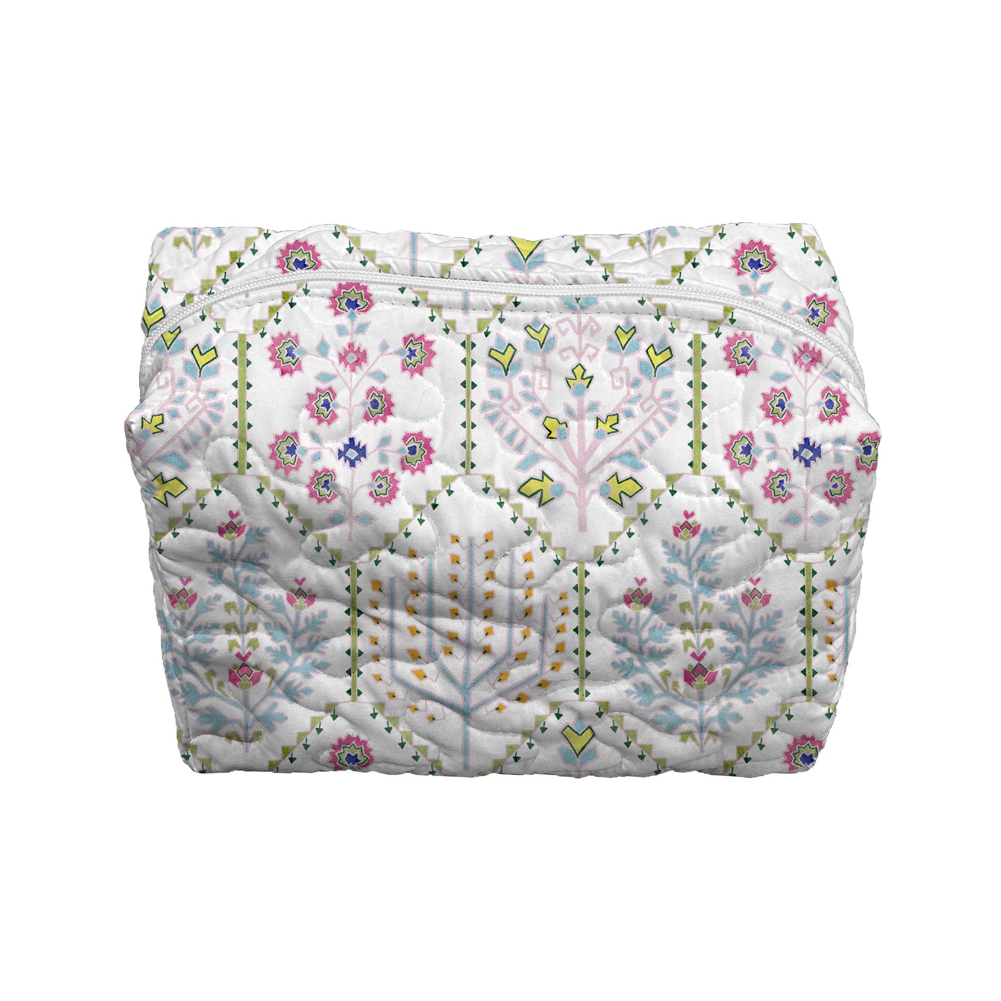 Tavi White Quilted Makeup Bag