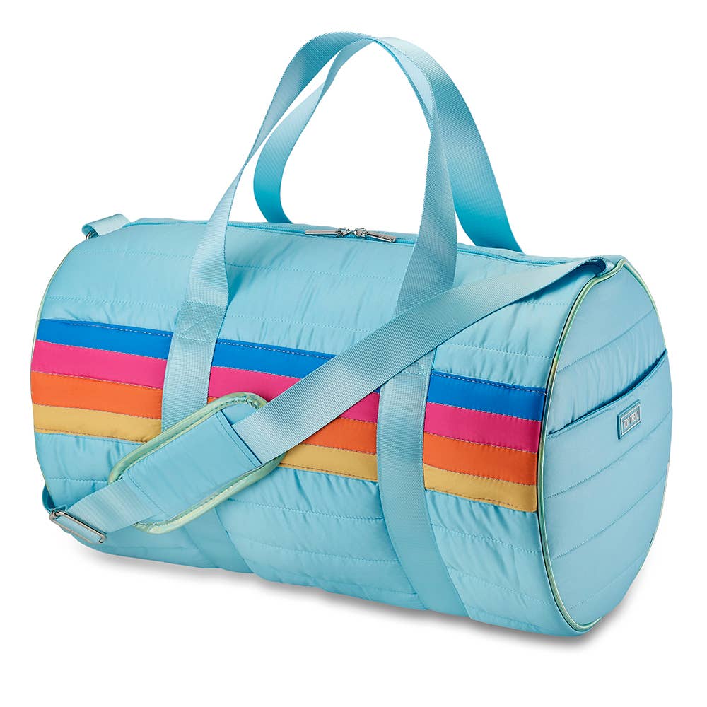 Retro Stripe Puffer Duffle Bag