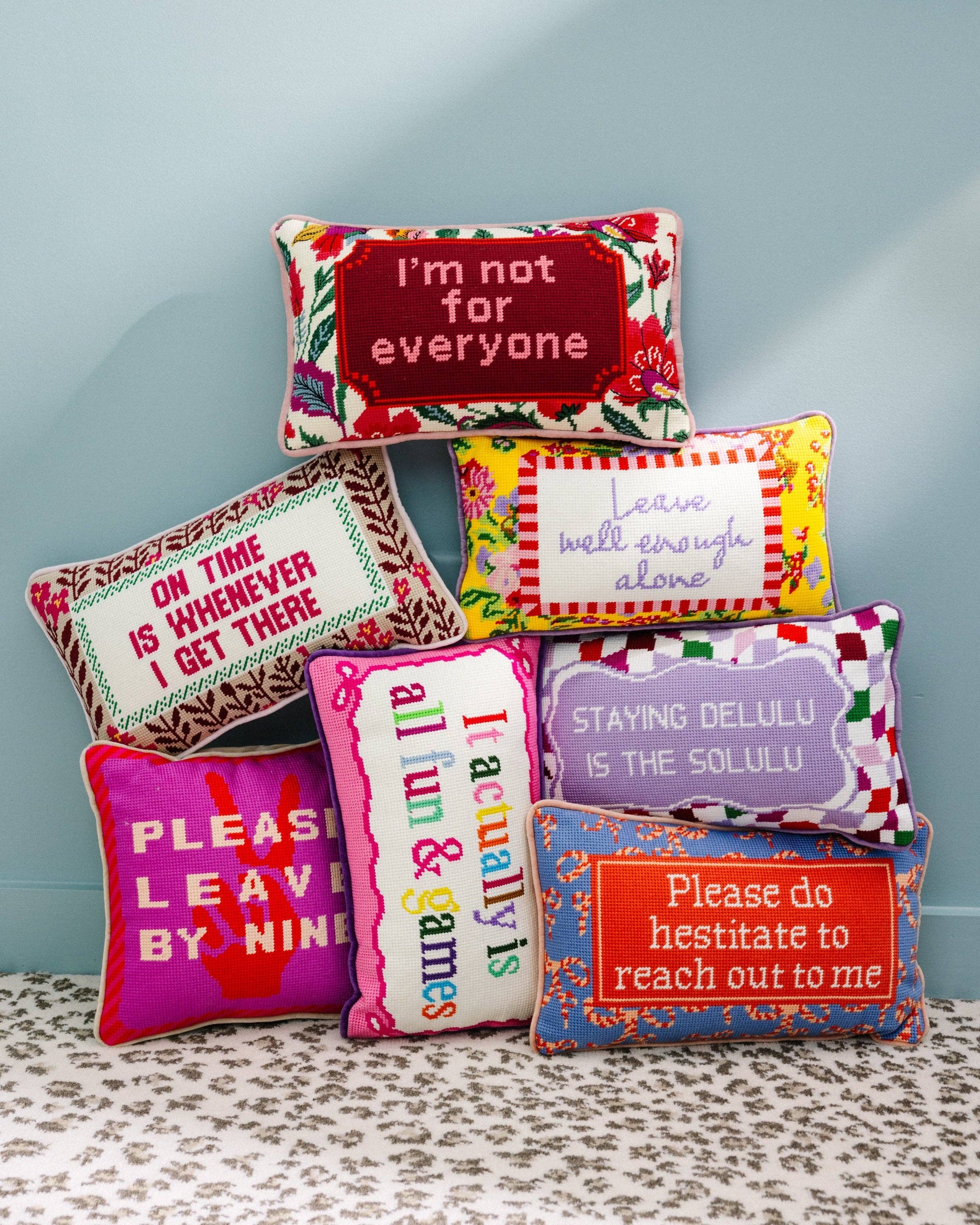 On Time Needlepoint Pillow