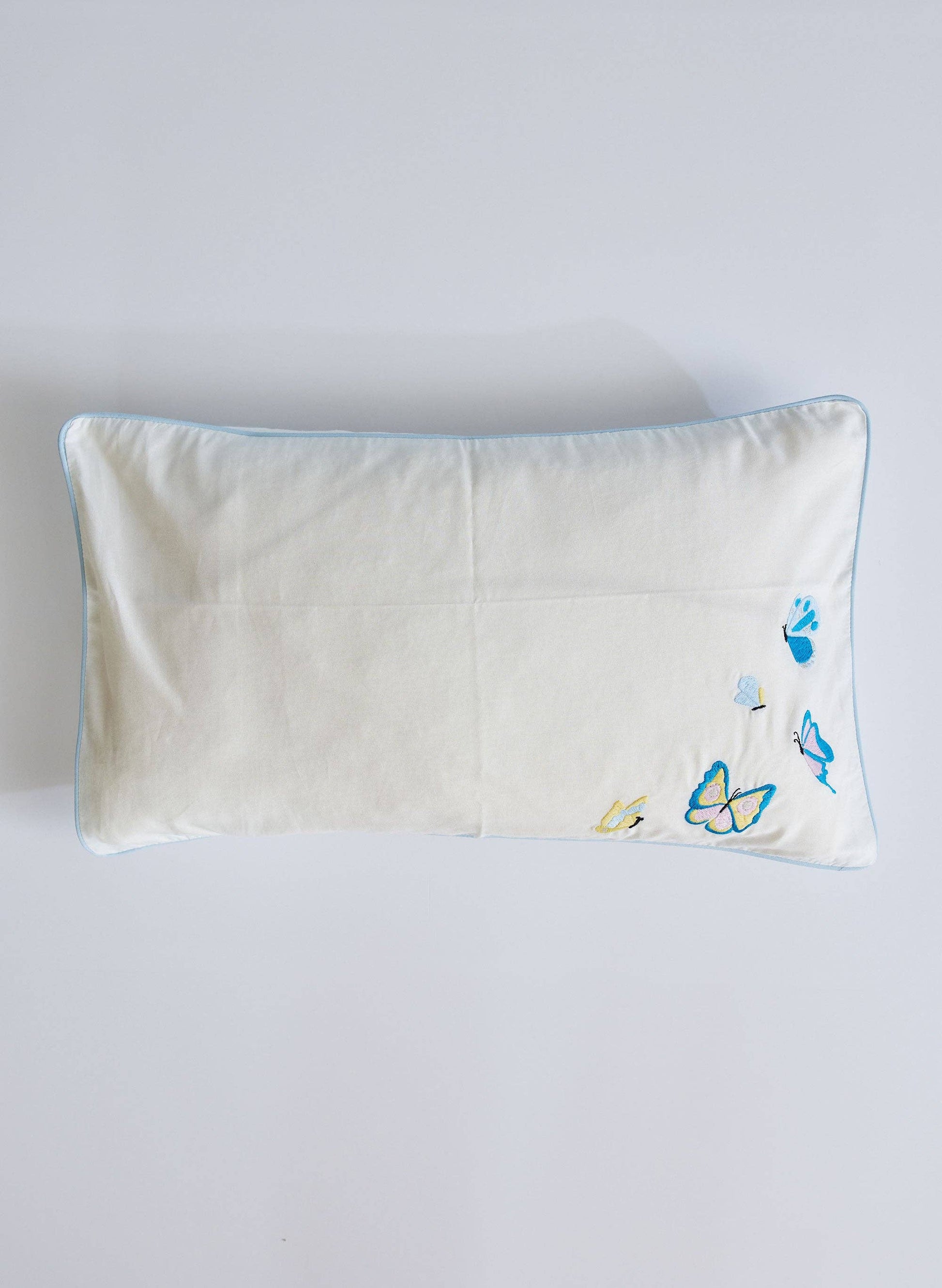 Embroidered Butterfly Toddler Pillow Case with Insert