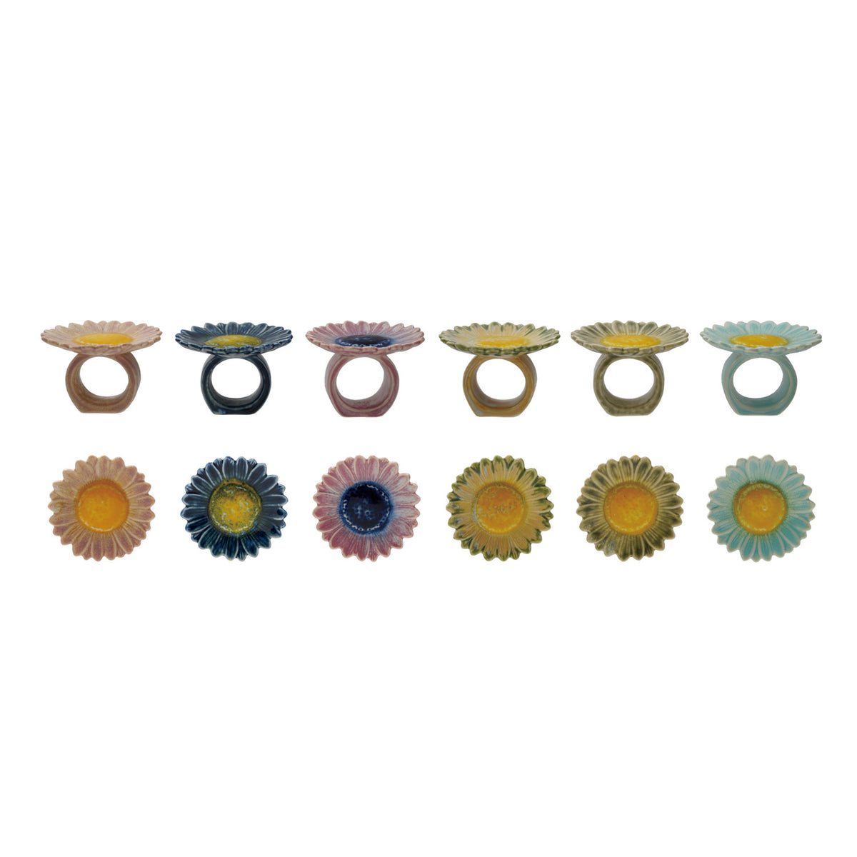 Floral Stoneware Napkin Rings