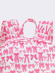 Bow Print Girls Canvas Backpack