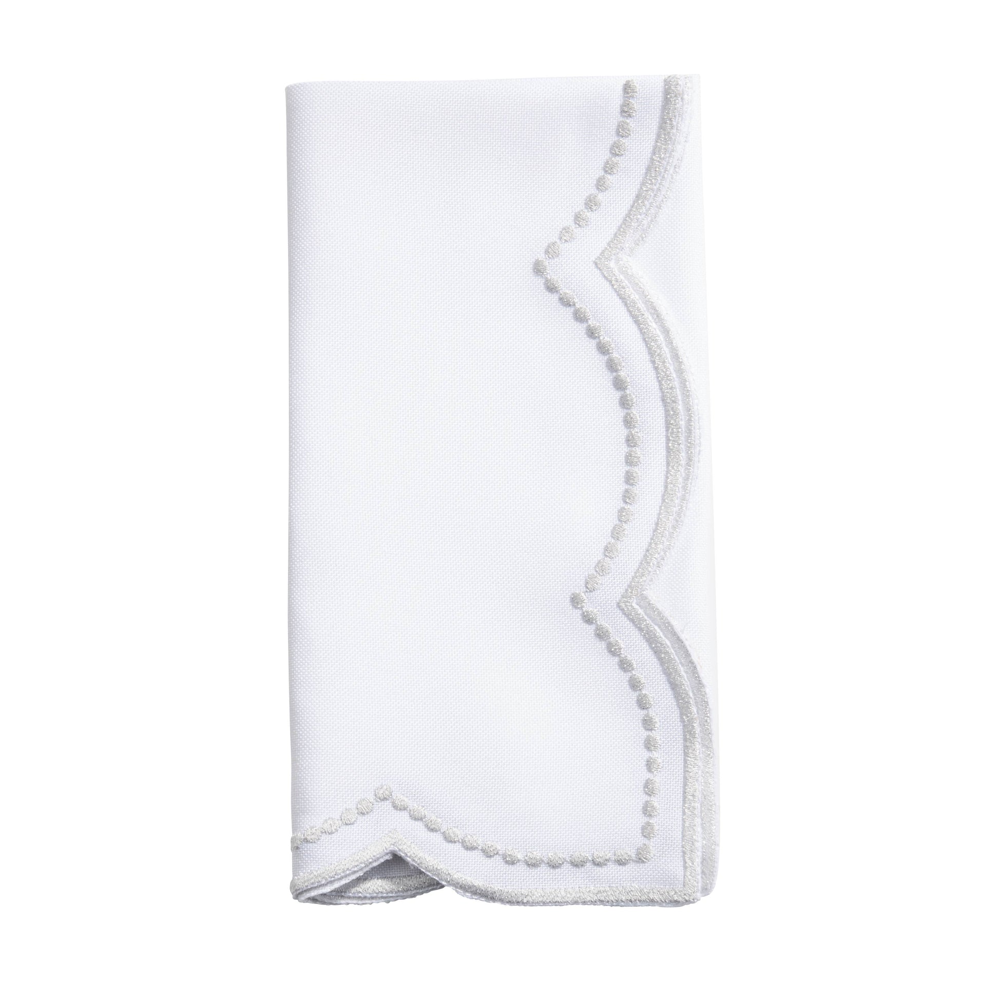 Embroidered Polka Dot Napkin w/ Scallop Edge | Set of 4