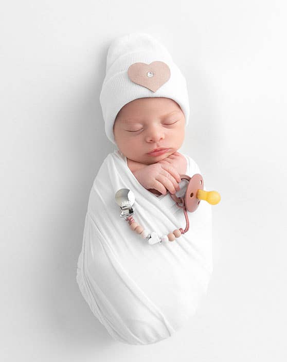 Blush Heart Girls Pacifier Clip