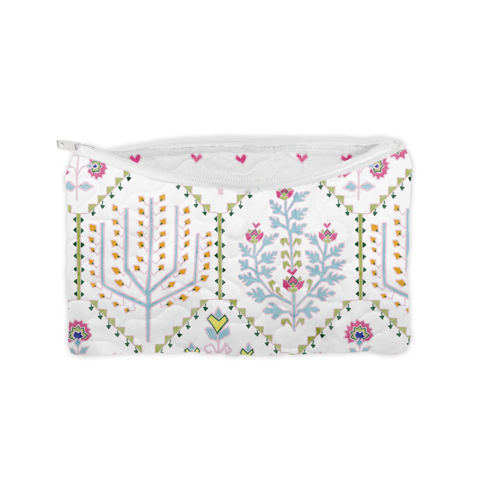Tavi White Quilted Makeup Bag