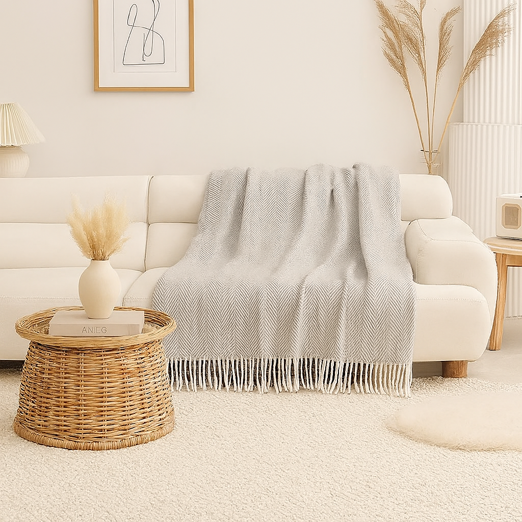 Woven Herringbone Throw Blanket