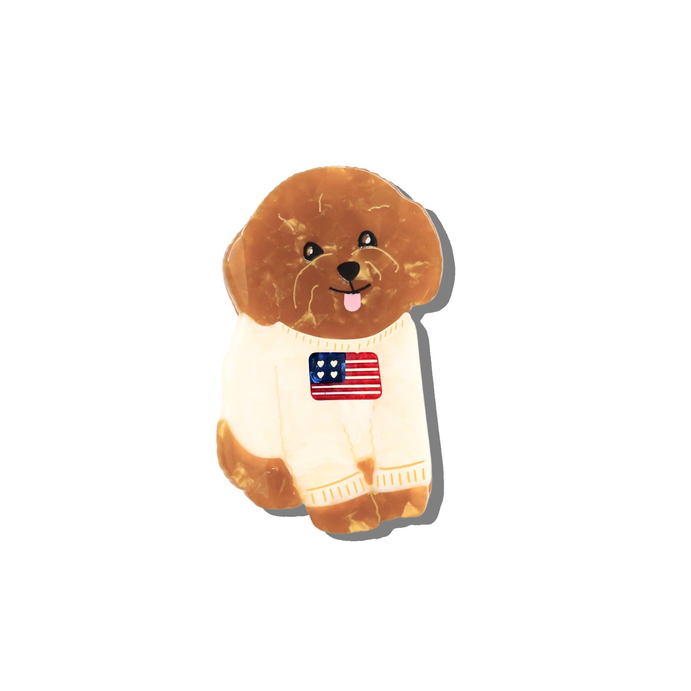 Hand-Painted Americana Puppy Claw Clip