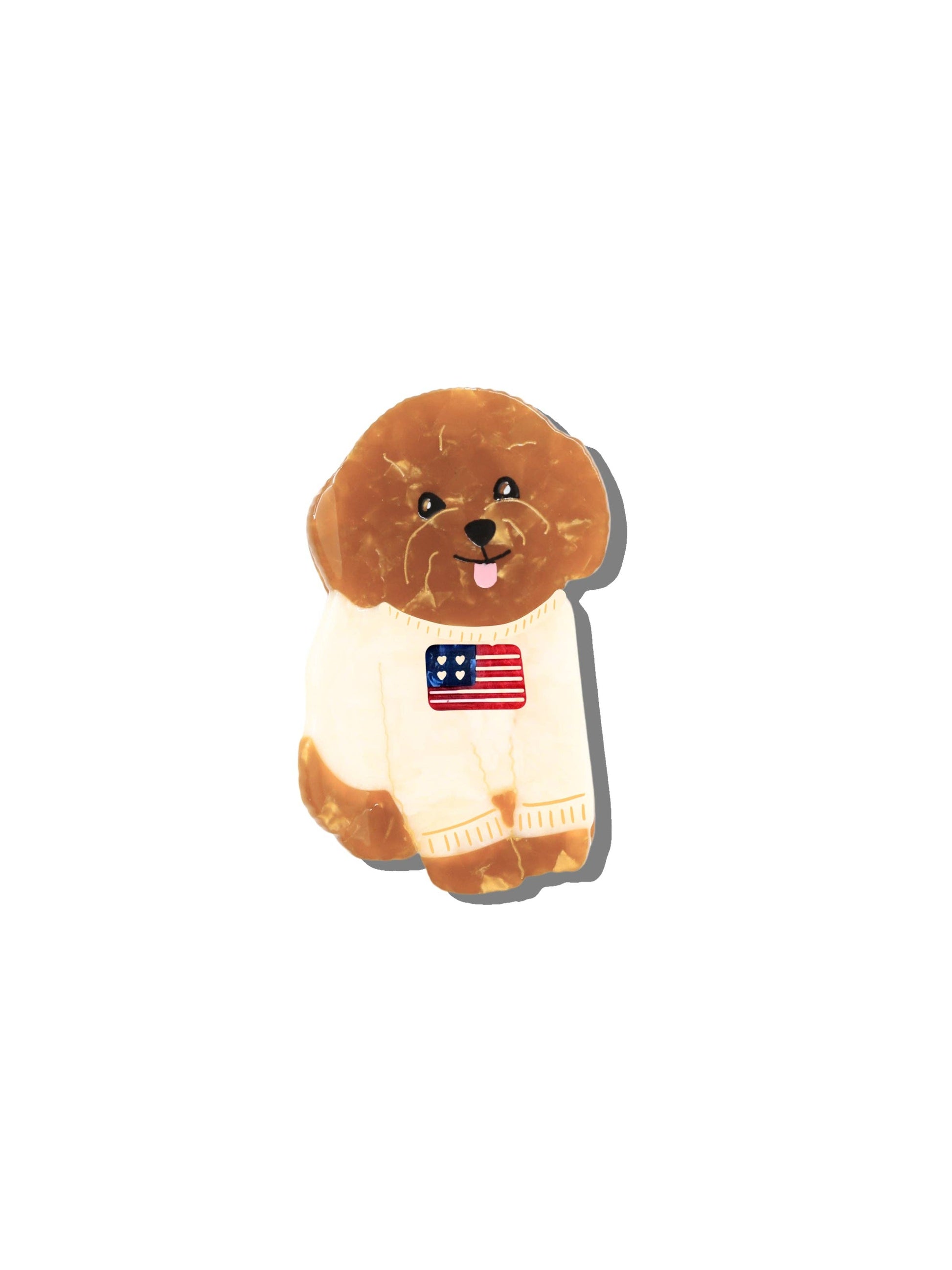 Hand-Painted Americana Puppy Claw Clip