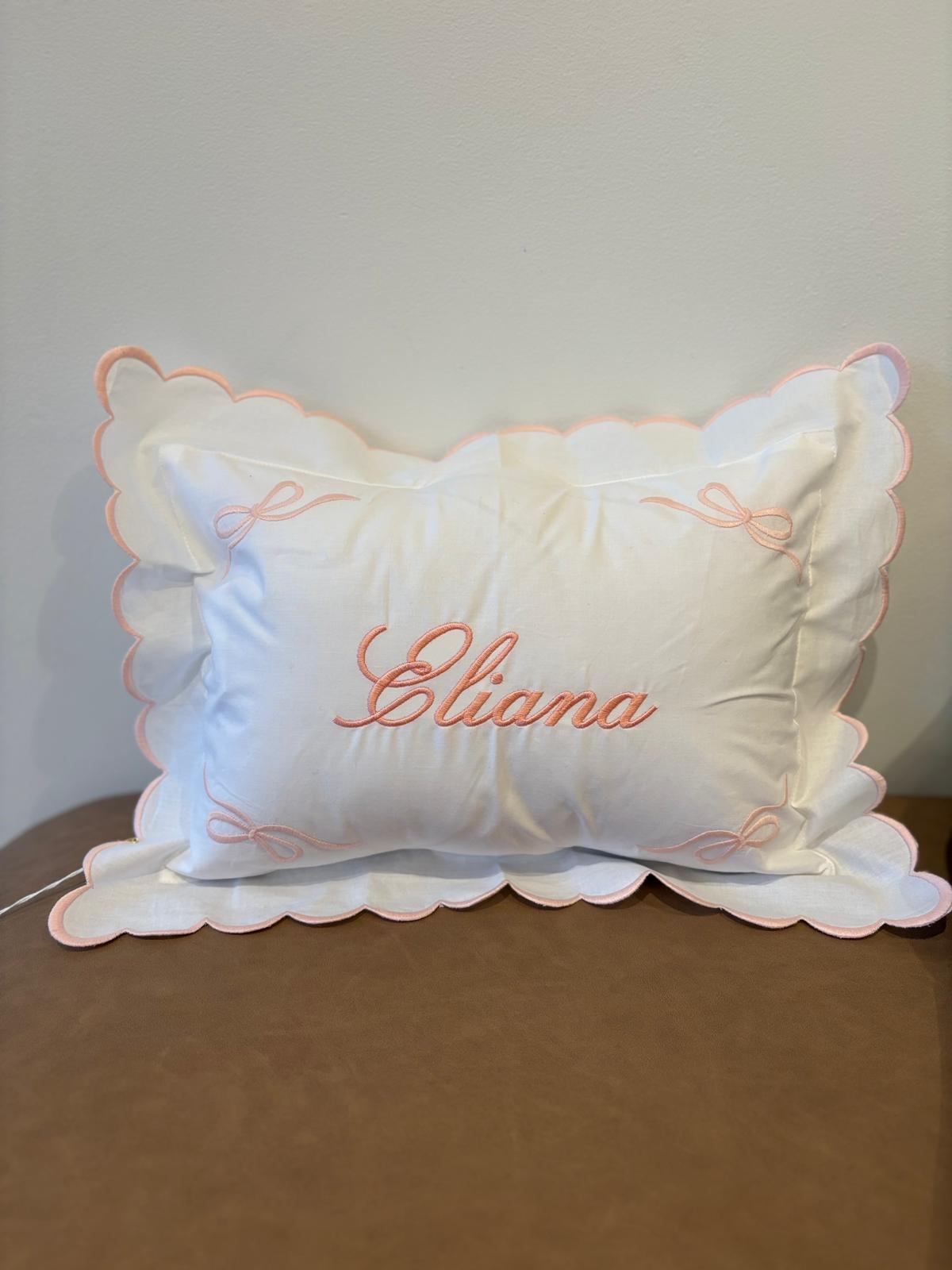 Central Embroidery Corner Bows Pillow - Thumbnail 2