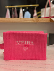 Cotton Waffle Cosmetic Bag, Large
