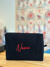 Cotton Waffle Cosmetic Bag, Large