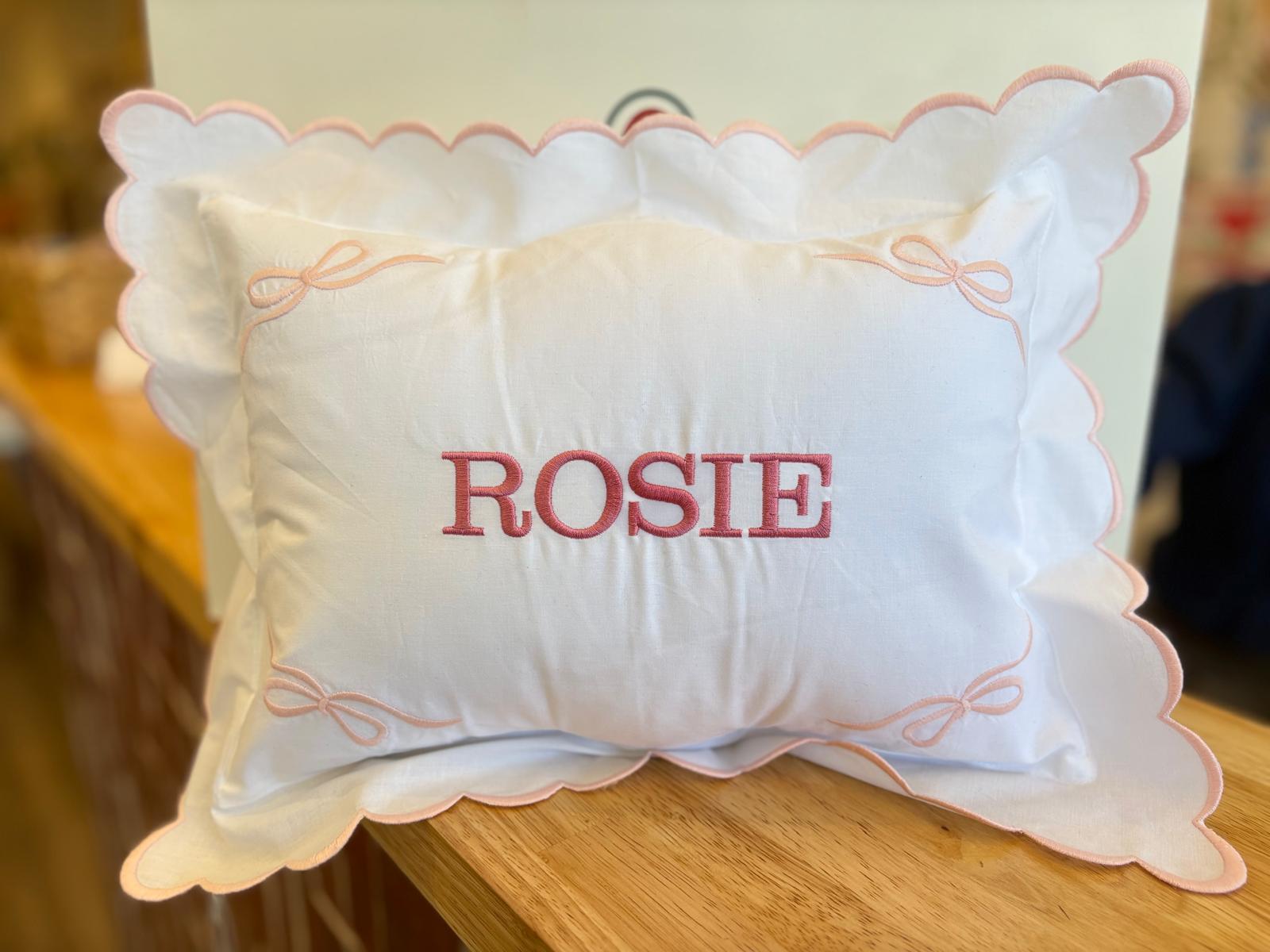 Central Embroidery Corner Bows Pillow - Thumbnail 4