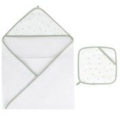 Solid Scalloped Hooded Towel and Washcloth Set