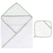 Solid Scalloped Hooded Towel and Washcloth Set