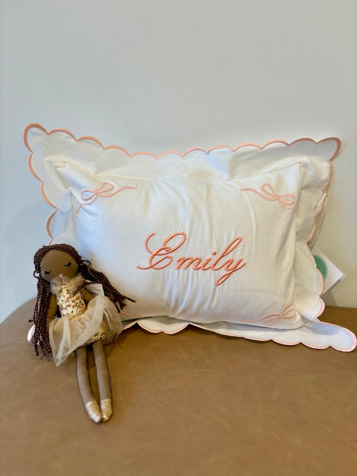 Central Embroidery Corner Bows Pillow - Thumbnail 3