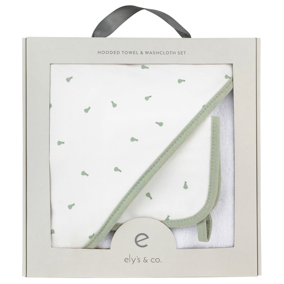 Solid Scalloped Hooded Towel and Washcloth Set