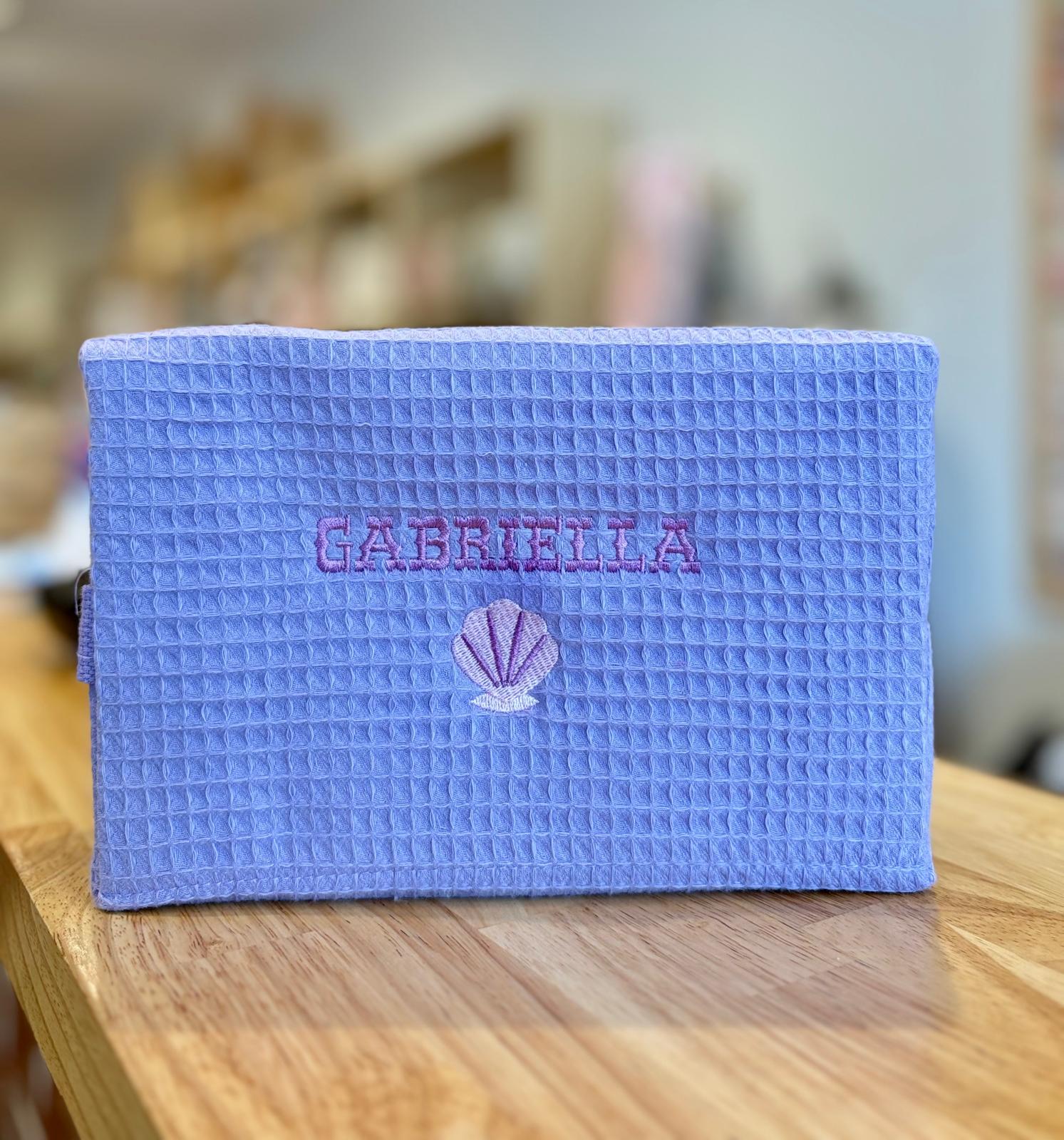 Cotton Waffle Cosmetic Bag, Large