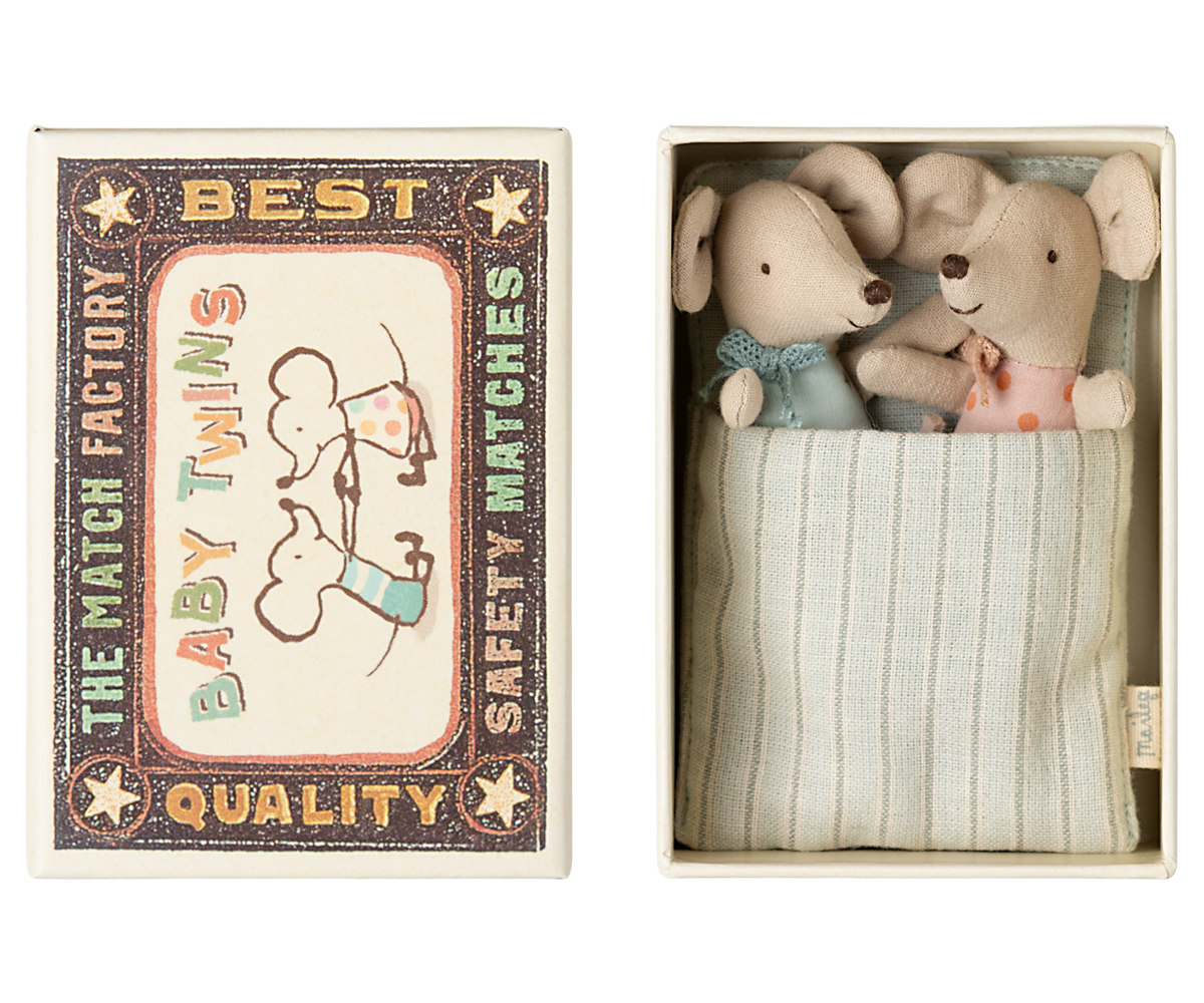 Twin Baby Mice in Matchbox