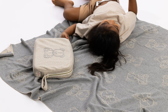 Teddy Bear Taupe Organic Cotton Baby Blanket Set